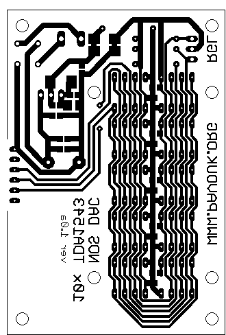 Printed circuit board for ten TDA1543 DAC