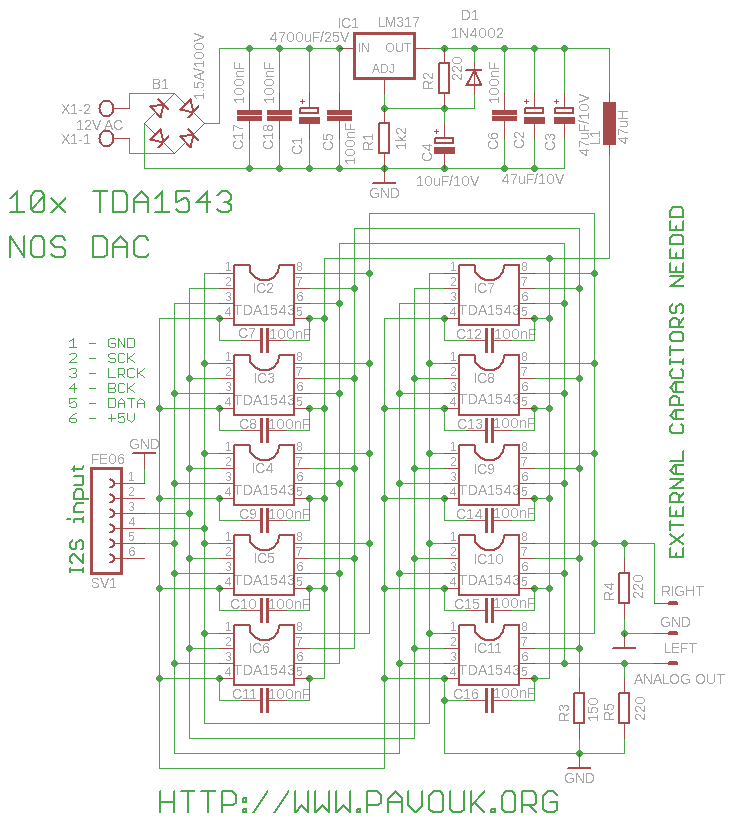 Schematics of DAC with TDA1543