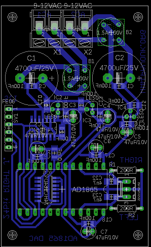 Component view of dac with AD1865 - 24bit