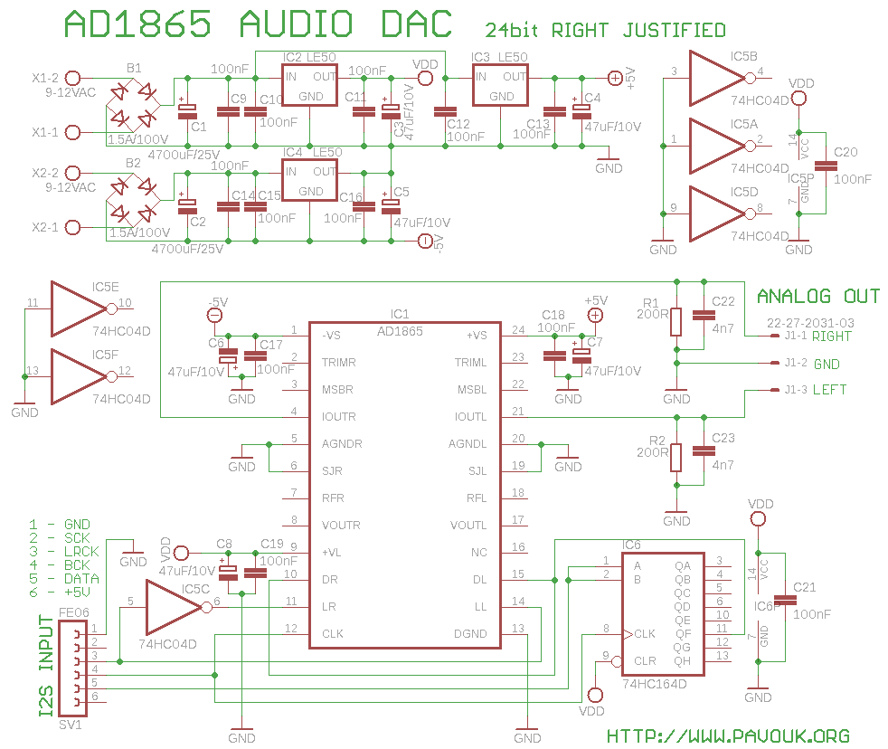 Schematics of AD1865 dac - 24bit version