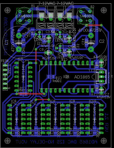 Component view of dac with AD1865 - I2S version